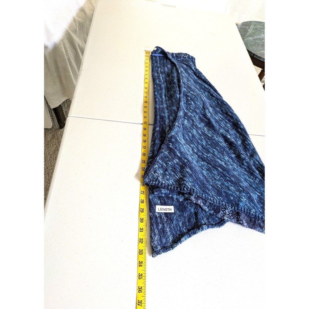 Cato C EST. 1946 Blue Marled Knit Sweater Vest Longline Open Front Cardigan L - Picture 12 of 13